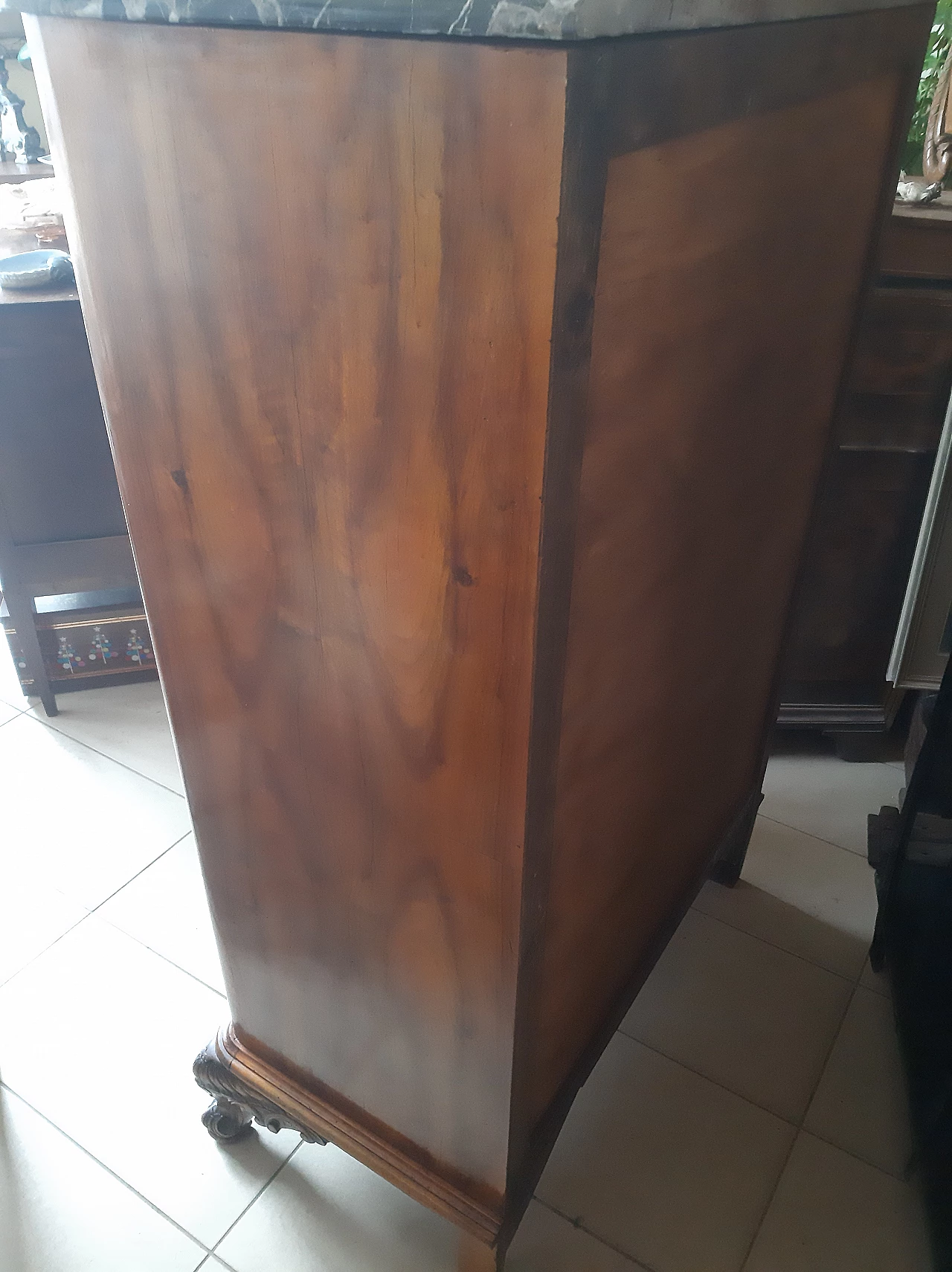 Walnut-root sideboard with marble top, 1950s 11