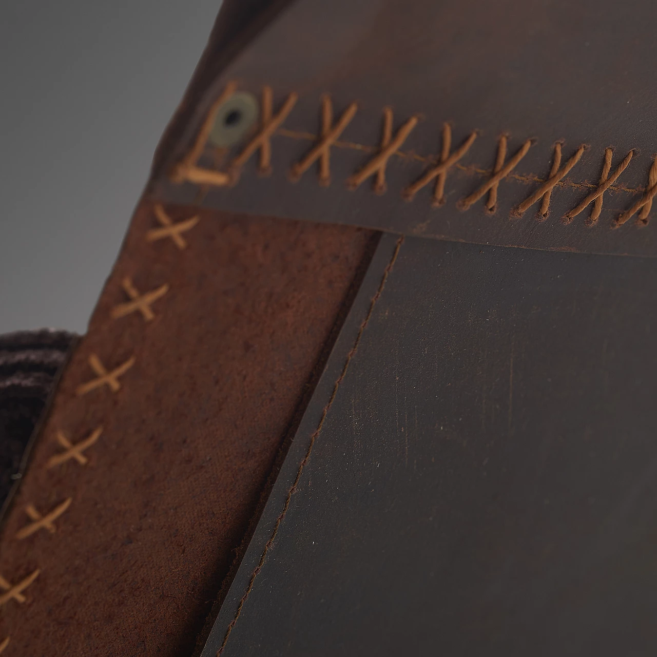 Dark brown leather hanging armchair 4