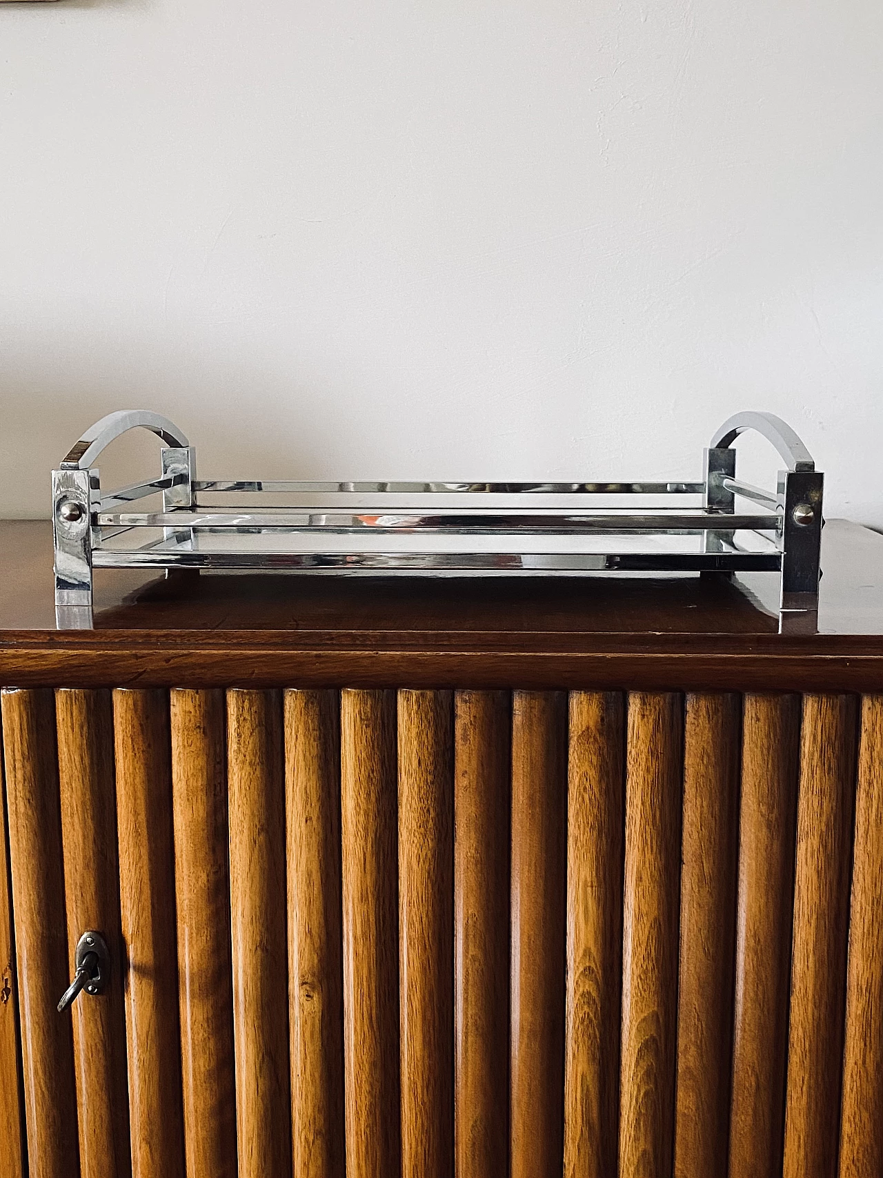 Metal and mirror tray by Jacques Adnet for Maison Adnet, 1950s 6