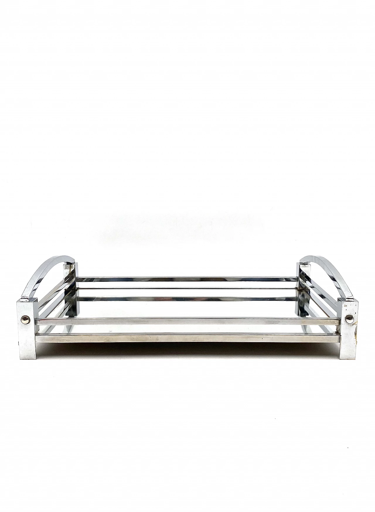 Metal and mirror tray by Jacques Adnet for Maison Adnet, 1950s 9