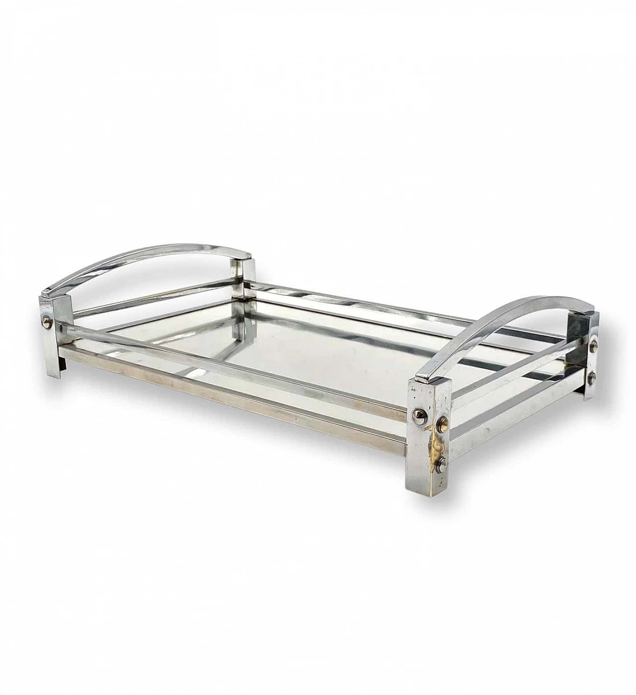 Metal and mirror tray by Jacques Adnet for Maison Adnet, 1950s 10