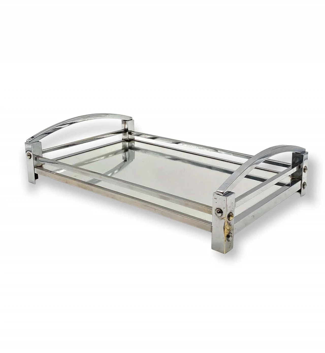 Metal and mirror tray by Jacques Adnet for Maison Adnet, 1950s 11