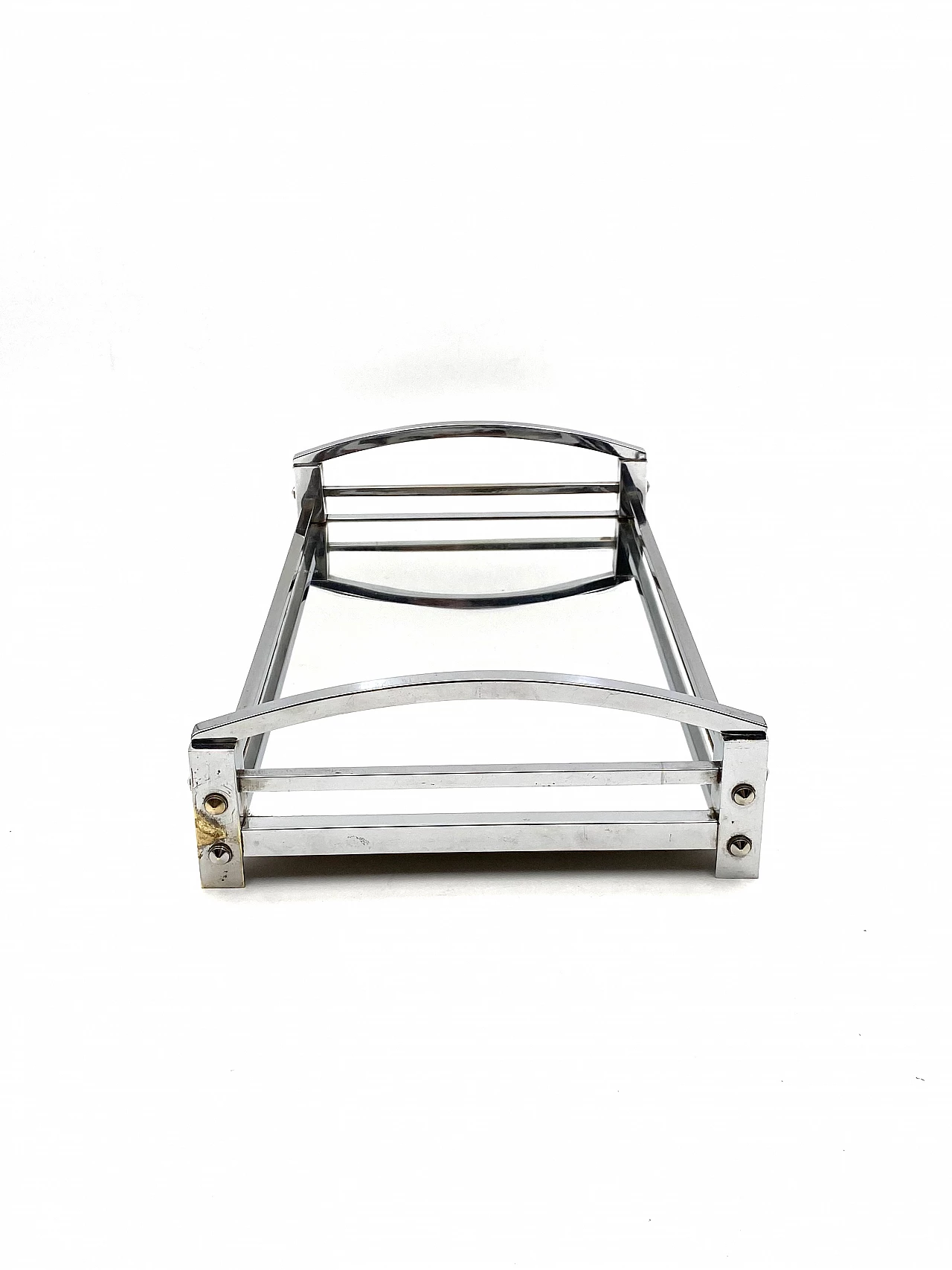 Metal and mirror tray by Jacques Adnet for Maison Adnet, 1950s 12