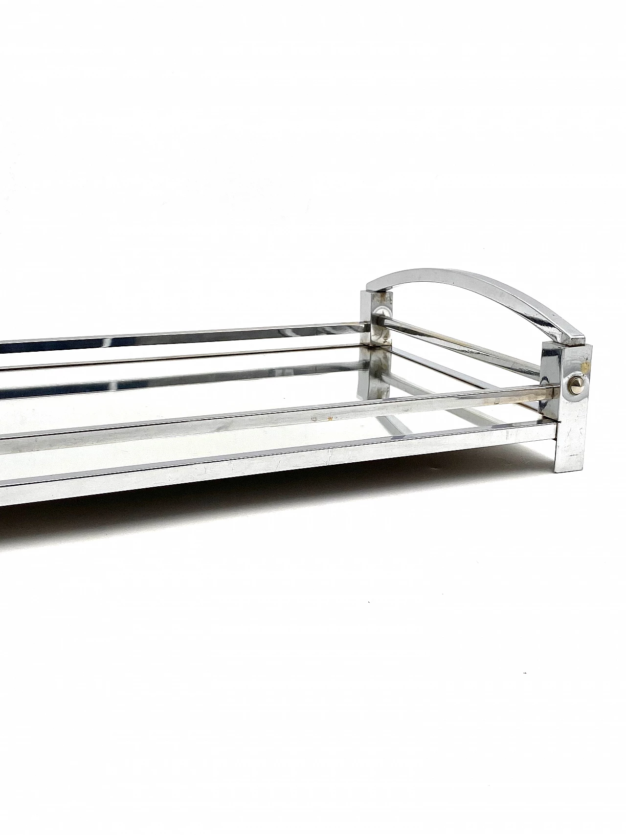 Metal and mirror tray by Jacques Adnet for Maison Adnet, 1950s 16