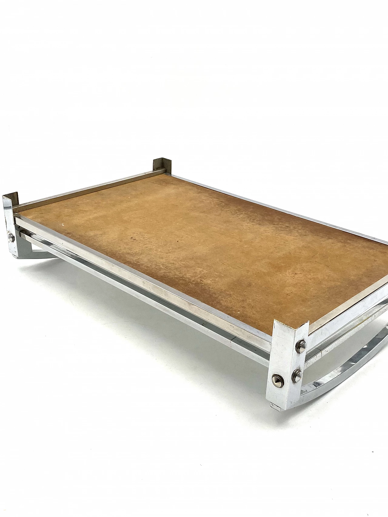 Metal and mirror tray by Jacques Adnet for Maison Adnet, 1950s 17