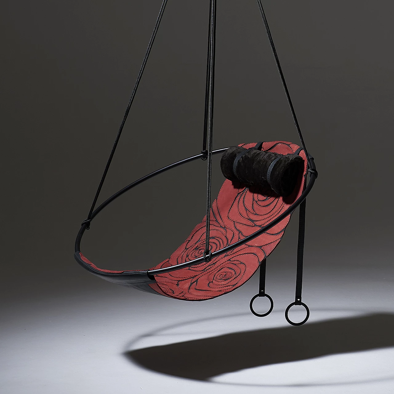 Red Rose real leather hanging chair 1