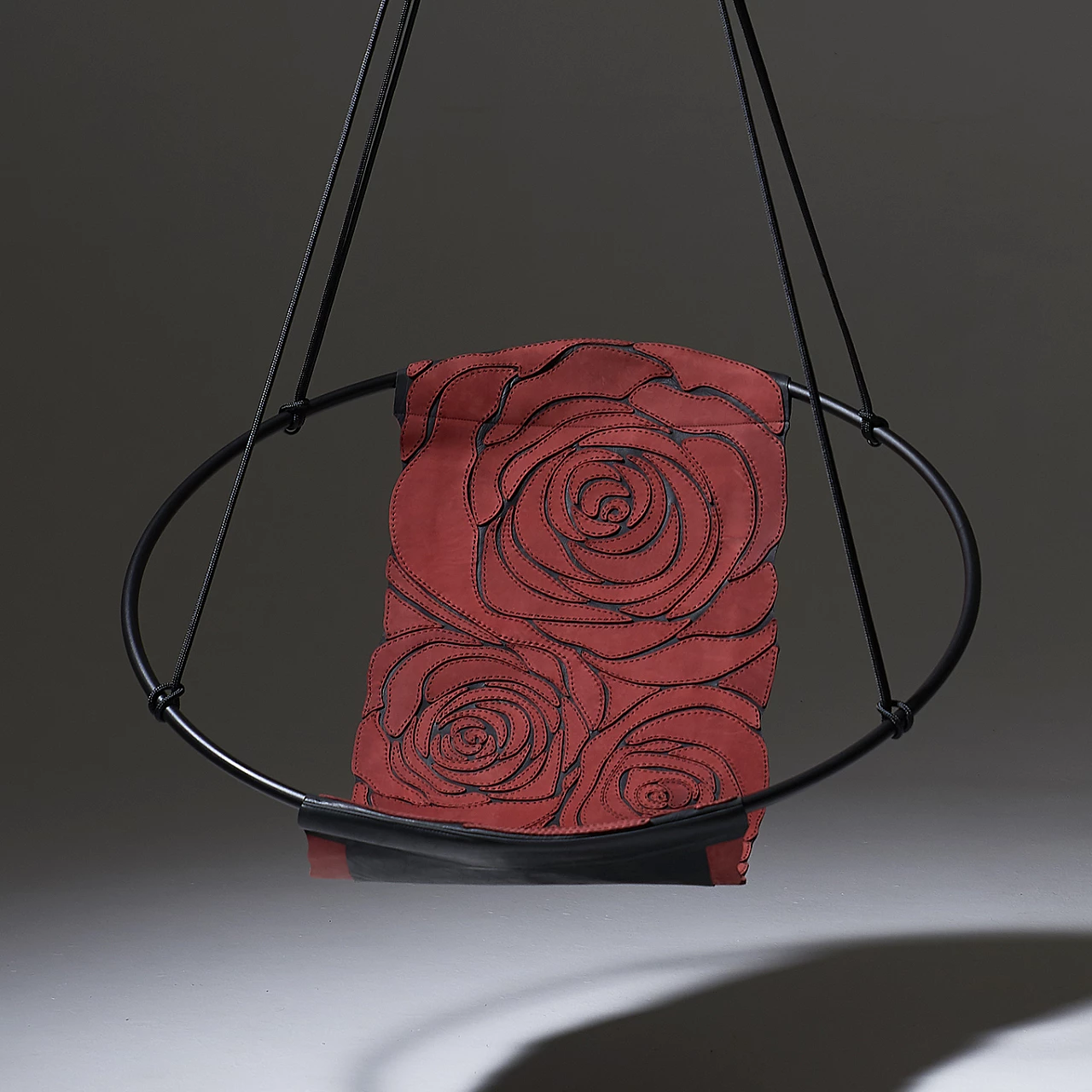 Red Rose real leather hanging chair 2