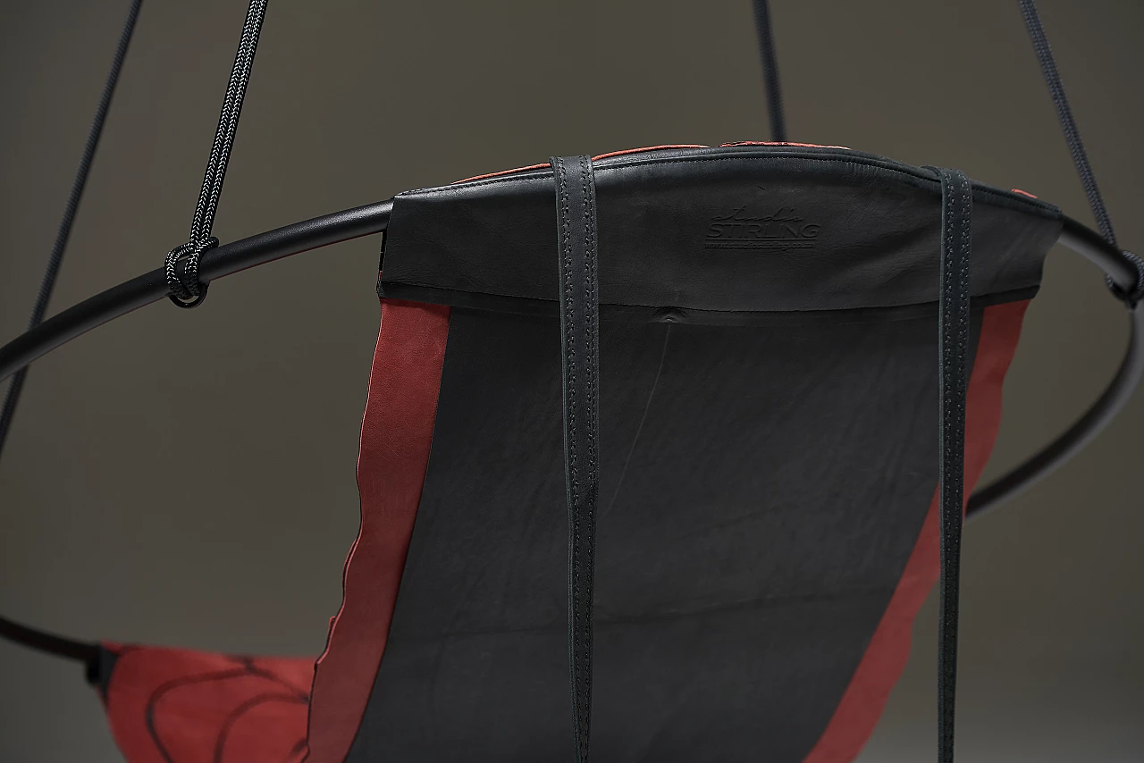 Red Rose real leather hanging chair 7