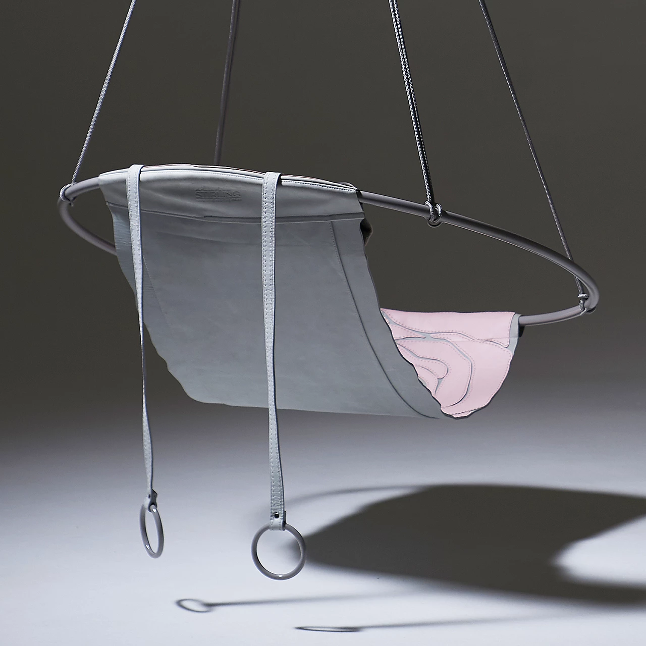 Pink Rose real leather hanging chair 4