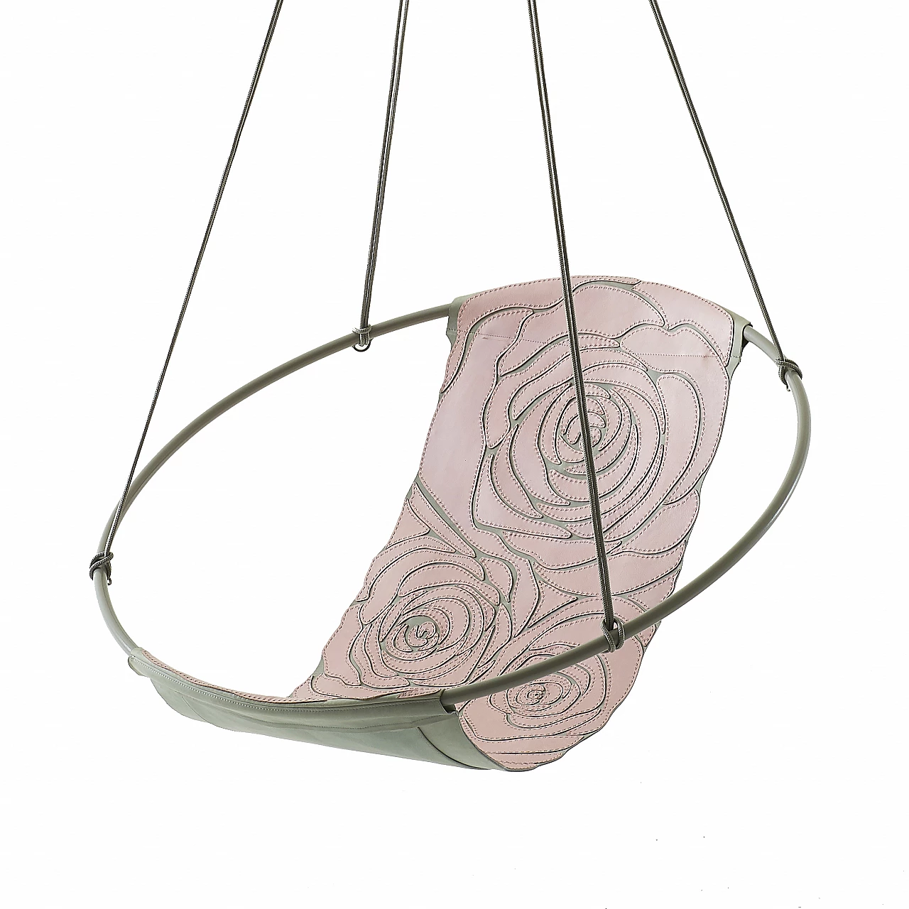 Pink Rose real leather hanging chair 9