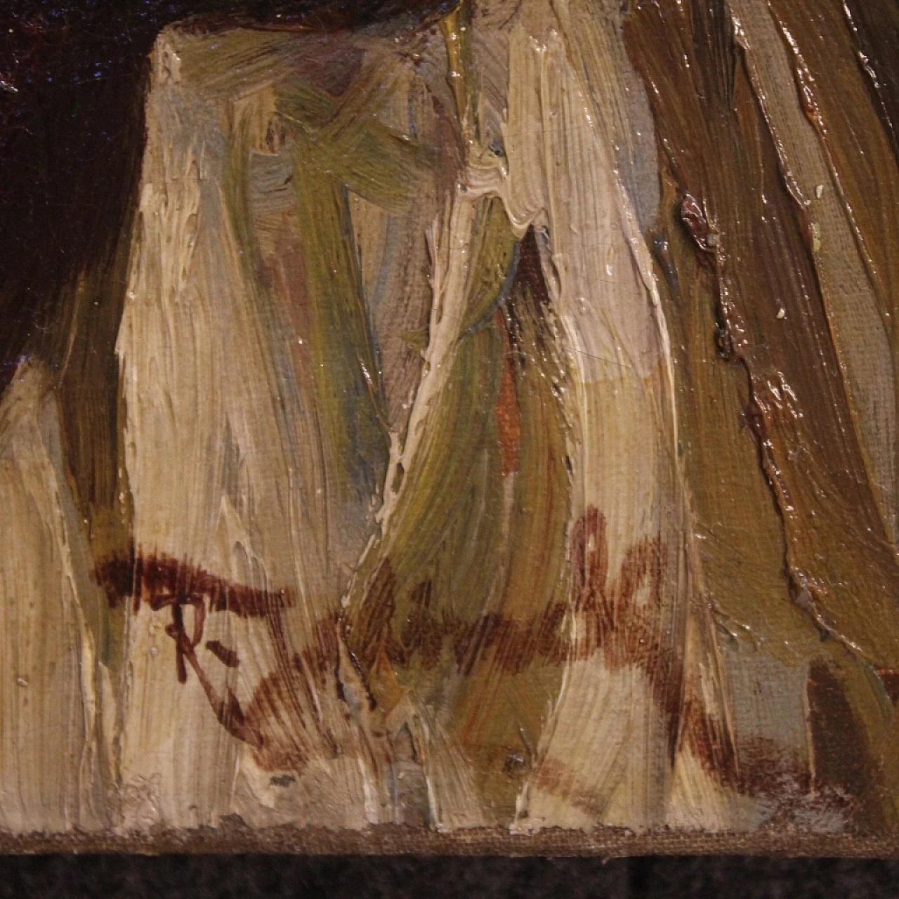 Interior scene with three characters, oil painting on canvas, second half of the 19th century 8