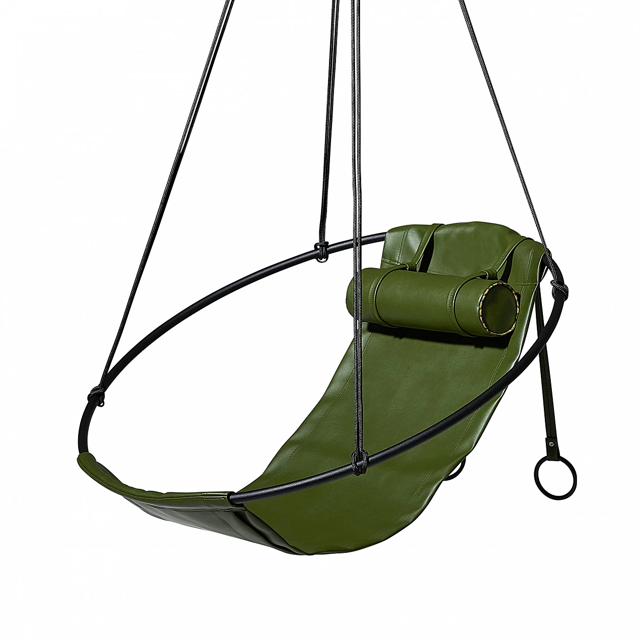 Poltrona sospesa in pelle vegana verde 4