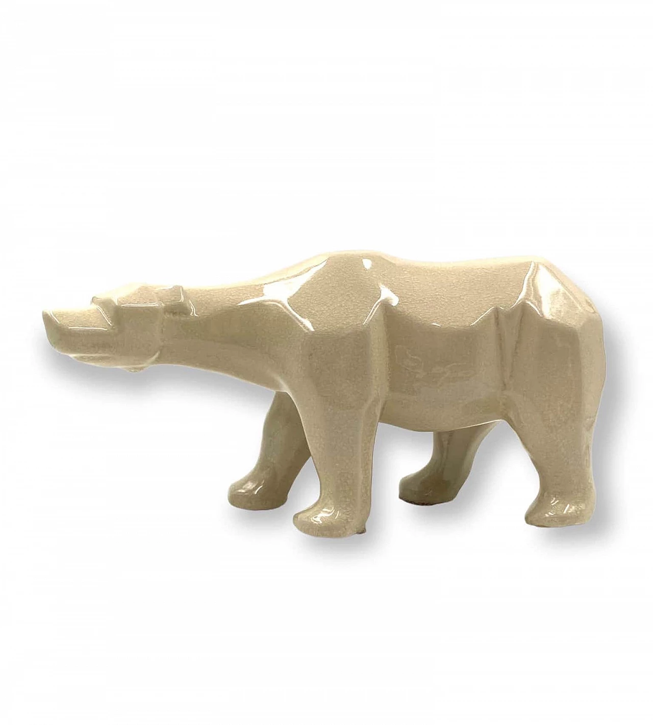 Craquelé ceramic polar bear by L&V Ceram, 1970s 1