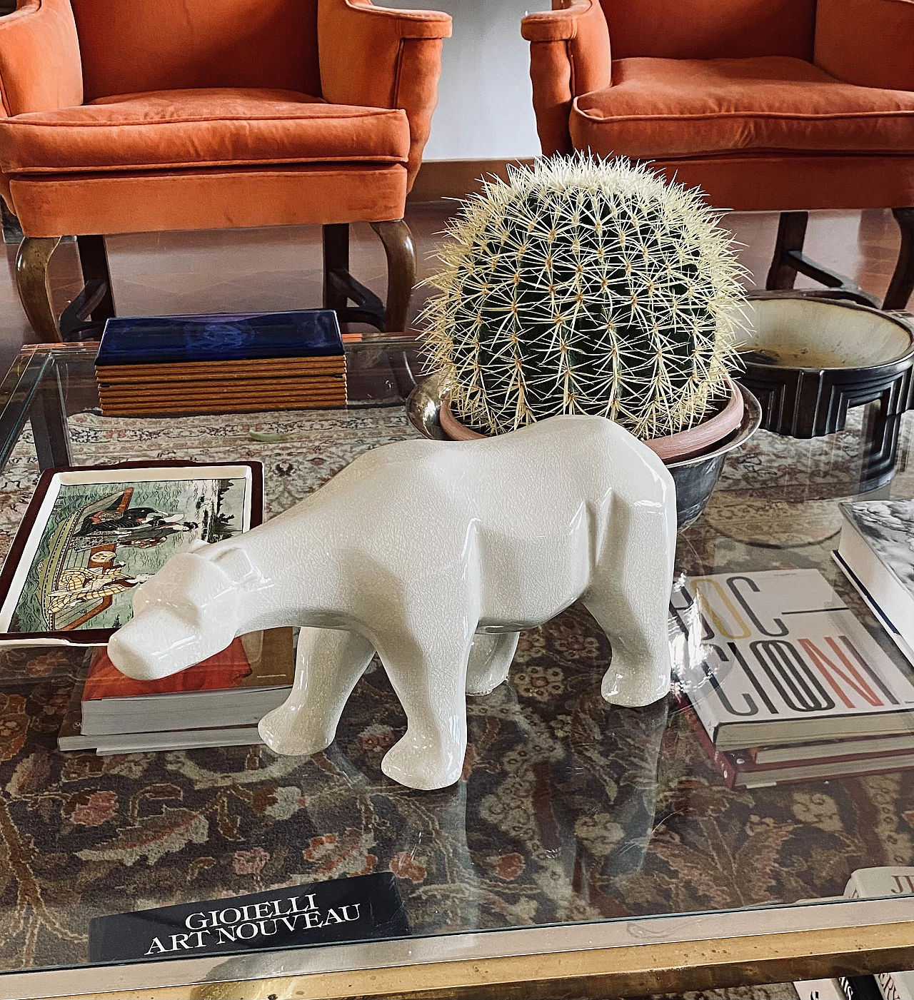 Craquelé ceramic polar bear by L&V Ceram, 1970s 4