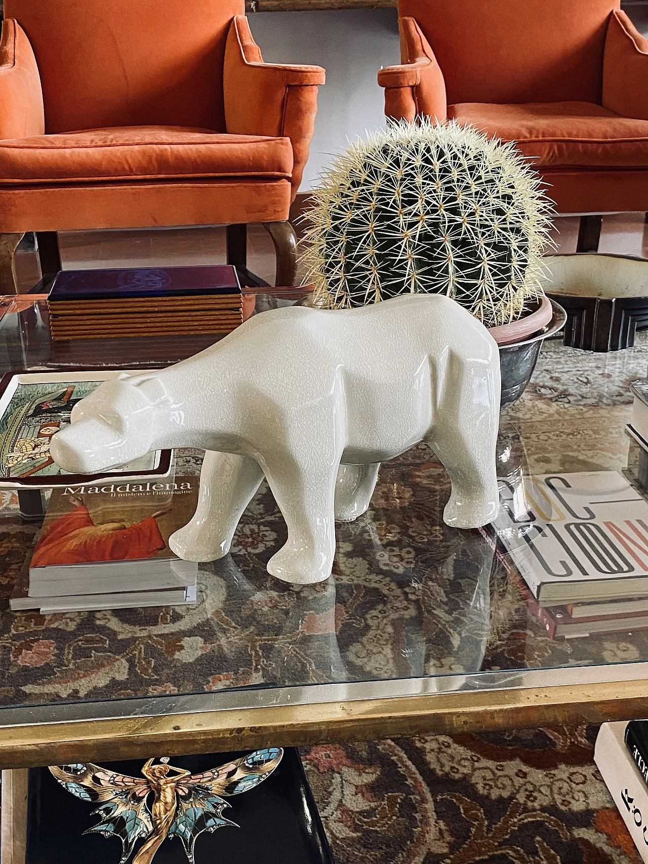 Craquelé ceramic polar bear by L&V Ceram, 1970s 5