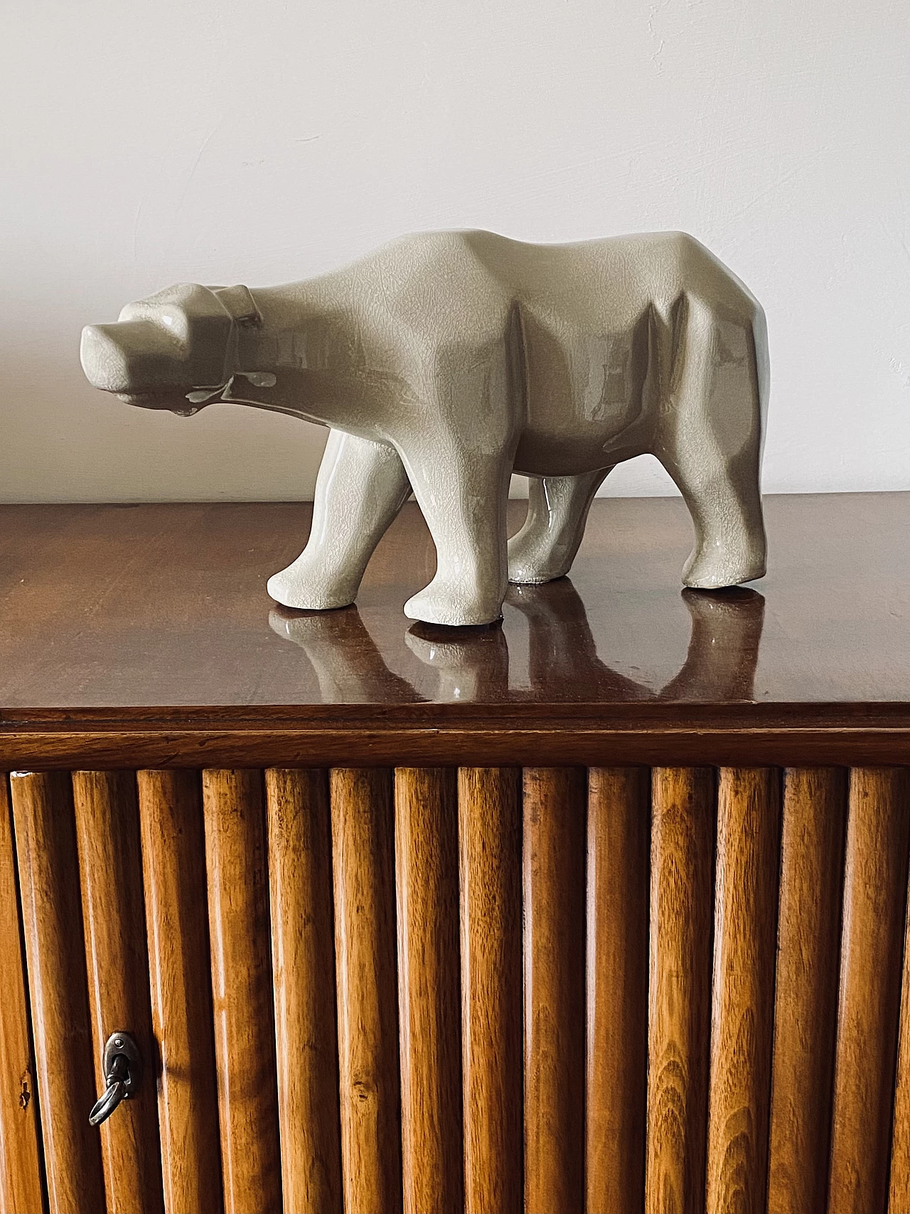 Craquelé ceramic polar bear by L&V Ceram, 1970s 6