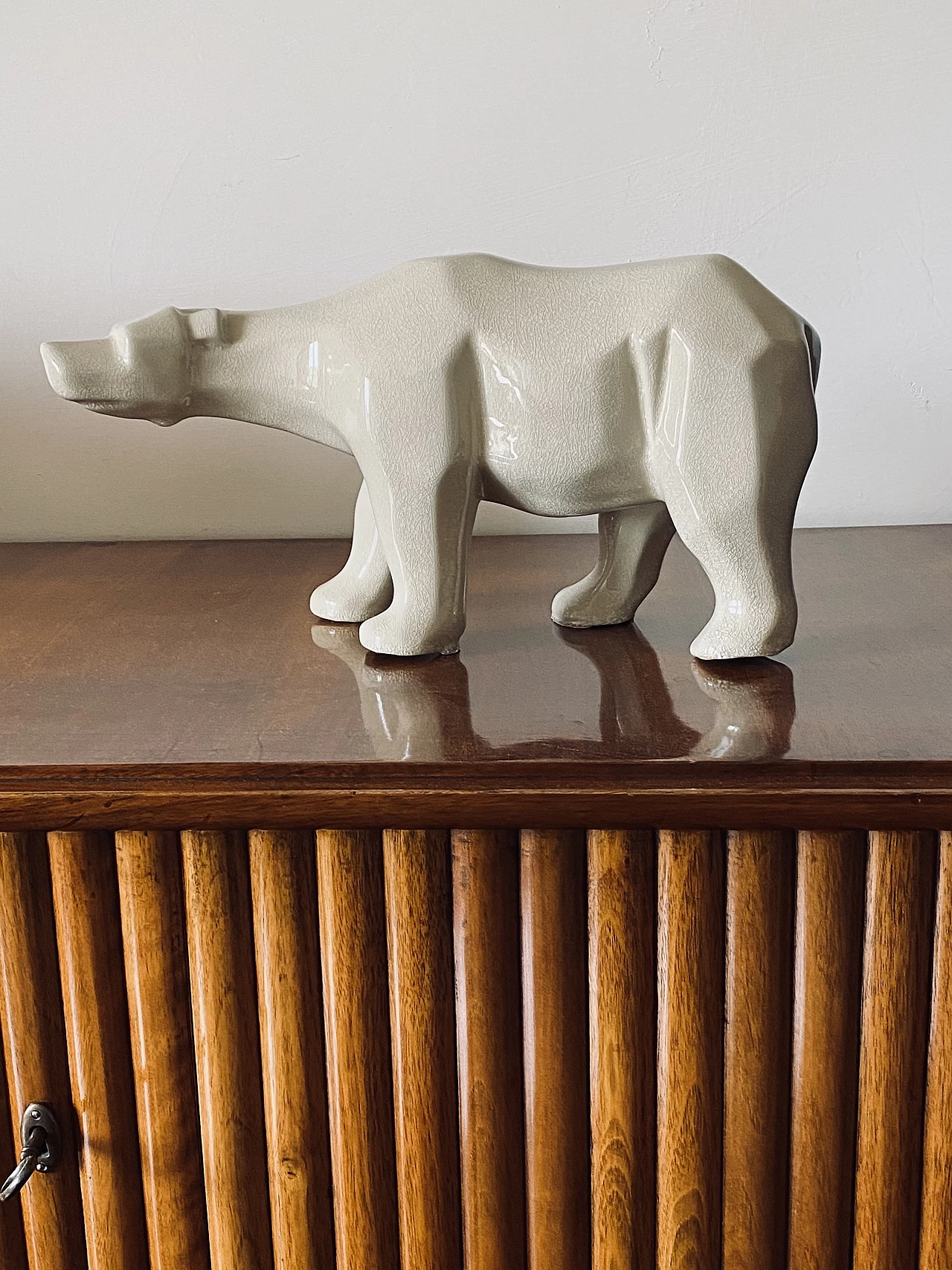 Craquelé ceramic polar bear by L&V Ceram, 1970s 7