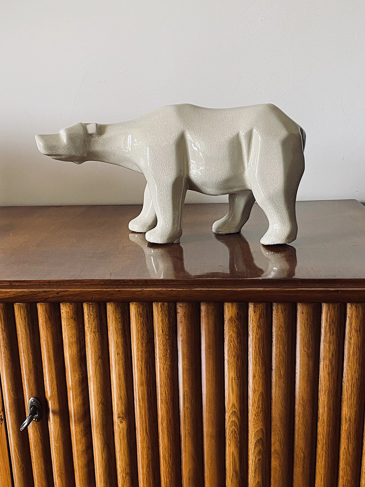 Craquelé ceramic polar bear by L&V Ceram, 1970s 8