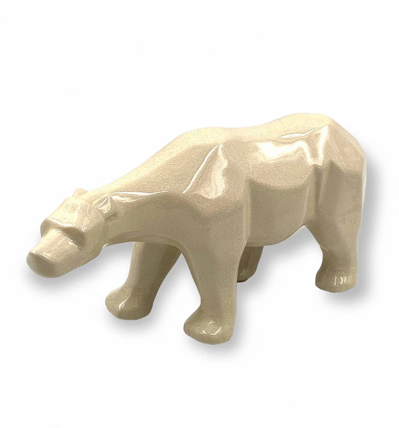 Craquelé ceramic polar bear by L&V Ceram, 1970s 10