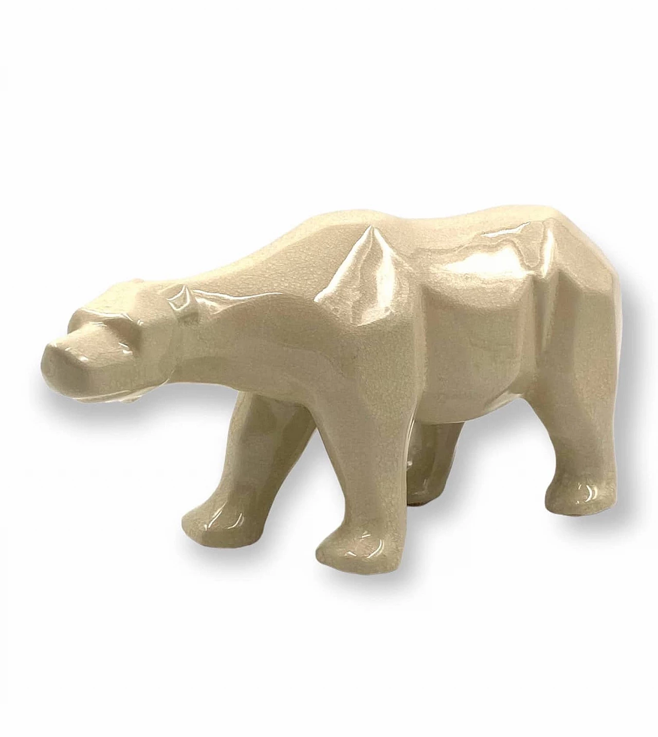 Craquelé ceramic polar bear by L&V Ceram, 1970s 11