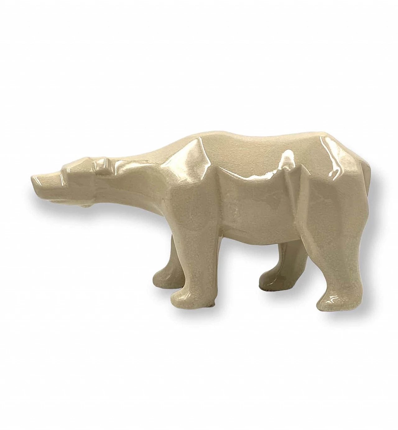 Craquelé ceramic polar bear by L&V Ceram, 1970s 13