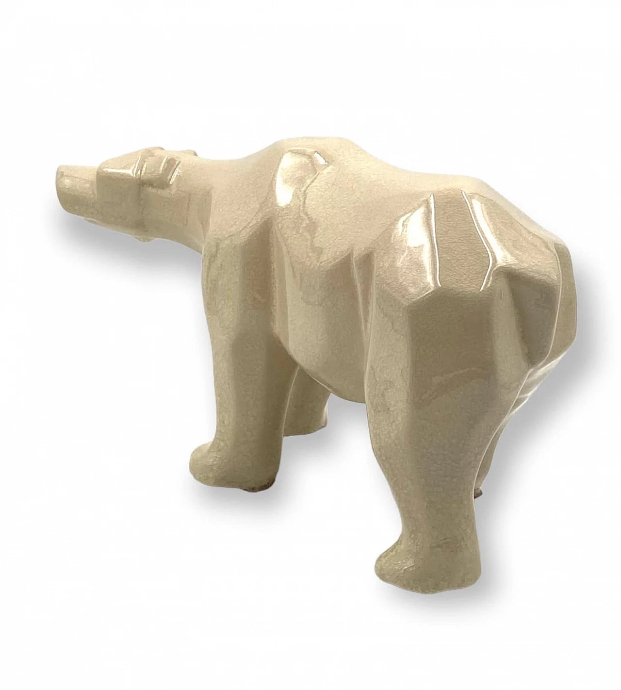 Craquelé ceramic polar bear by L&V Ceram, 1970s 14