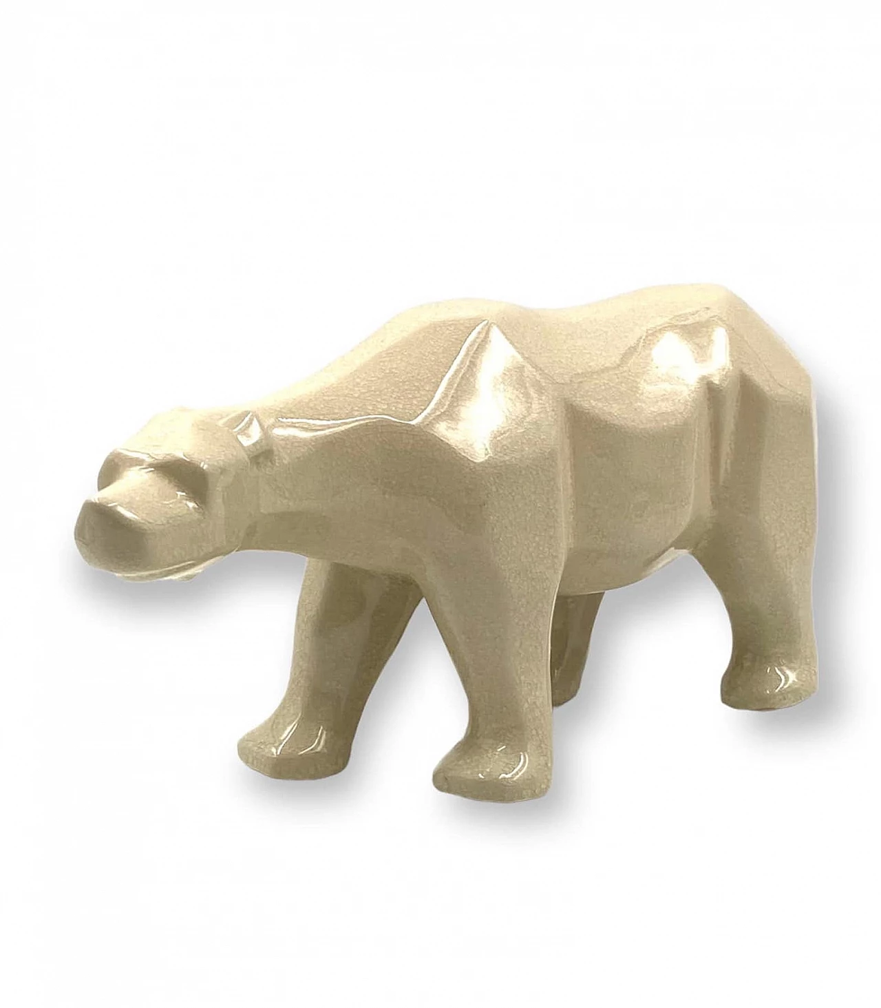 Craquelé ceramic polar bear by L&V Ceram, 1970s 19