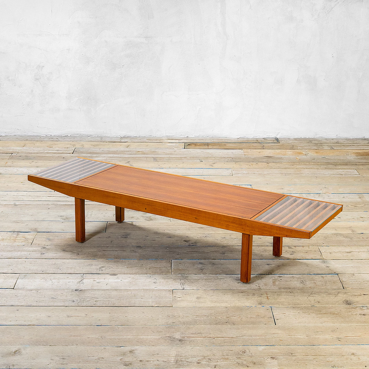 Wood and glass bench attributed to Carlo Hauner, 1960s 1