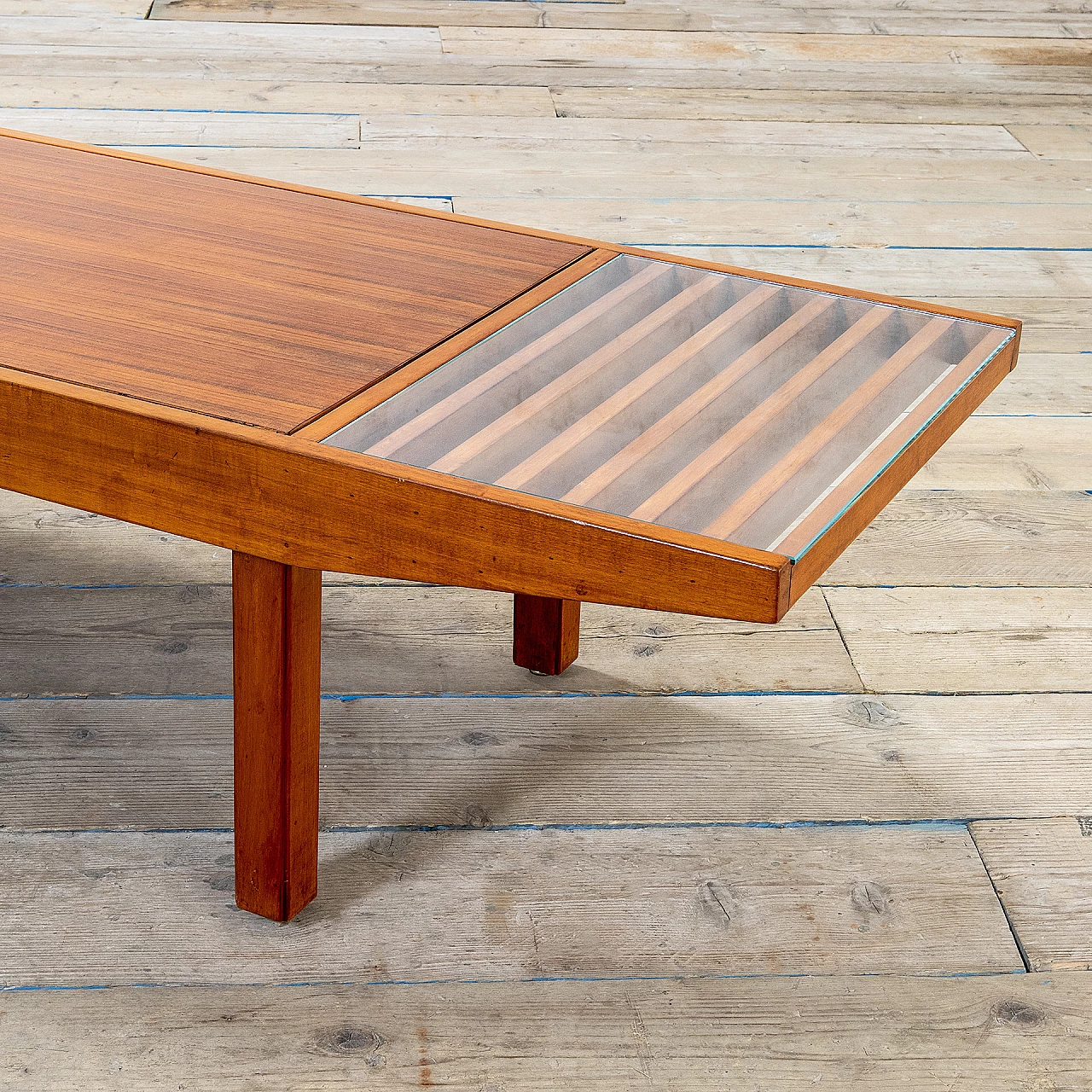 Panca in legno e vetro attribuita a Carlo Hauner, anni '60 3