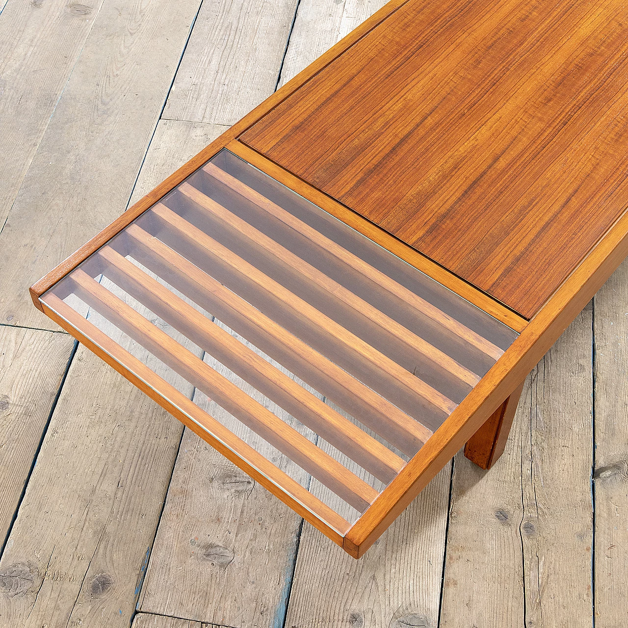 Wood and glass bench attributed to Carlo Hauner, 1960s 4
