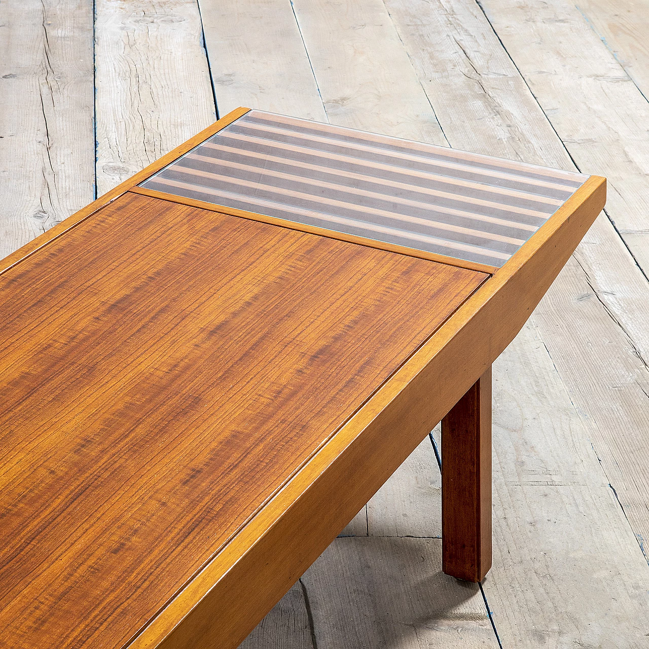 Wood and glass bench attributed to Carlo Hauner, 1960s 5