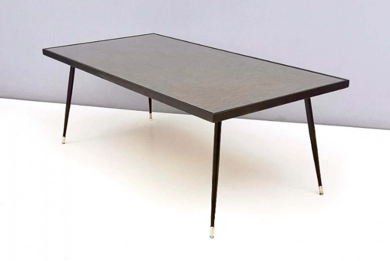 Tavolino in ottone acidato, faggio e vetro di G. Urs, anni '60 4