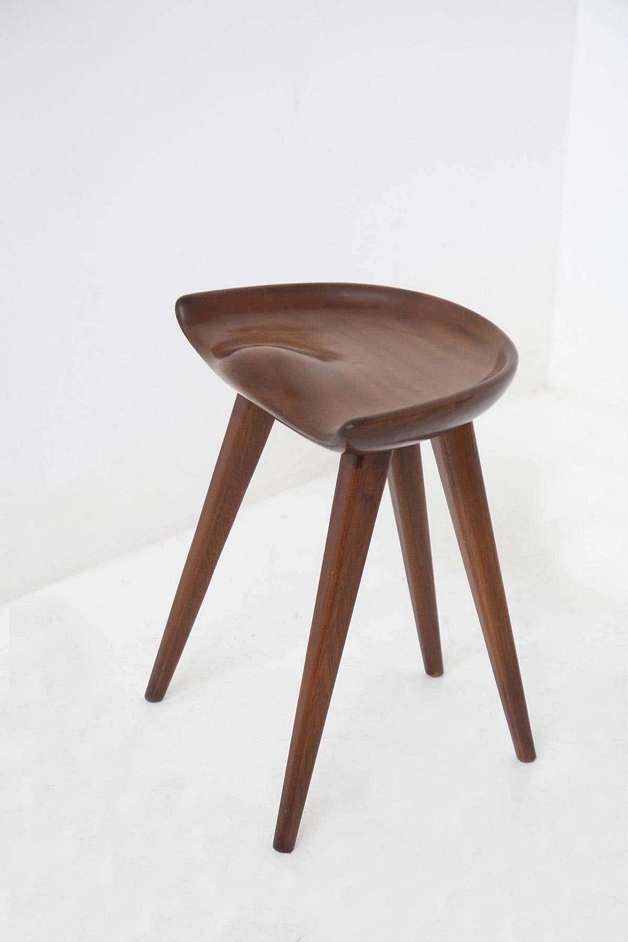 Pair of carved mahogany stools by Mogens Lassen, 1970s 2