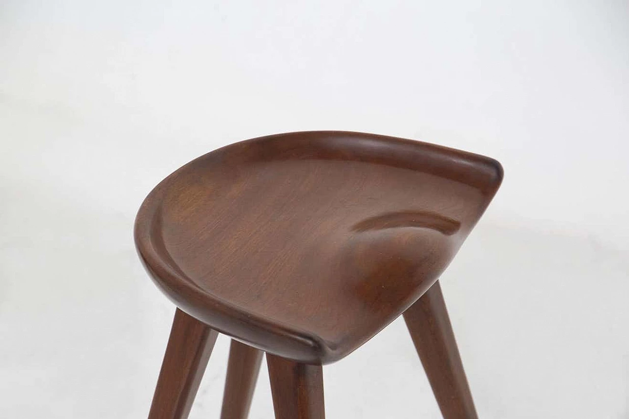 Pair of carved mahogany stools by Mogens Lassen, 1970s 3