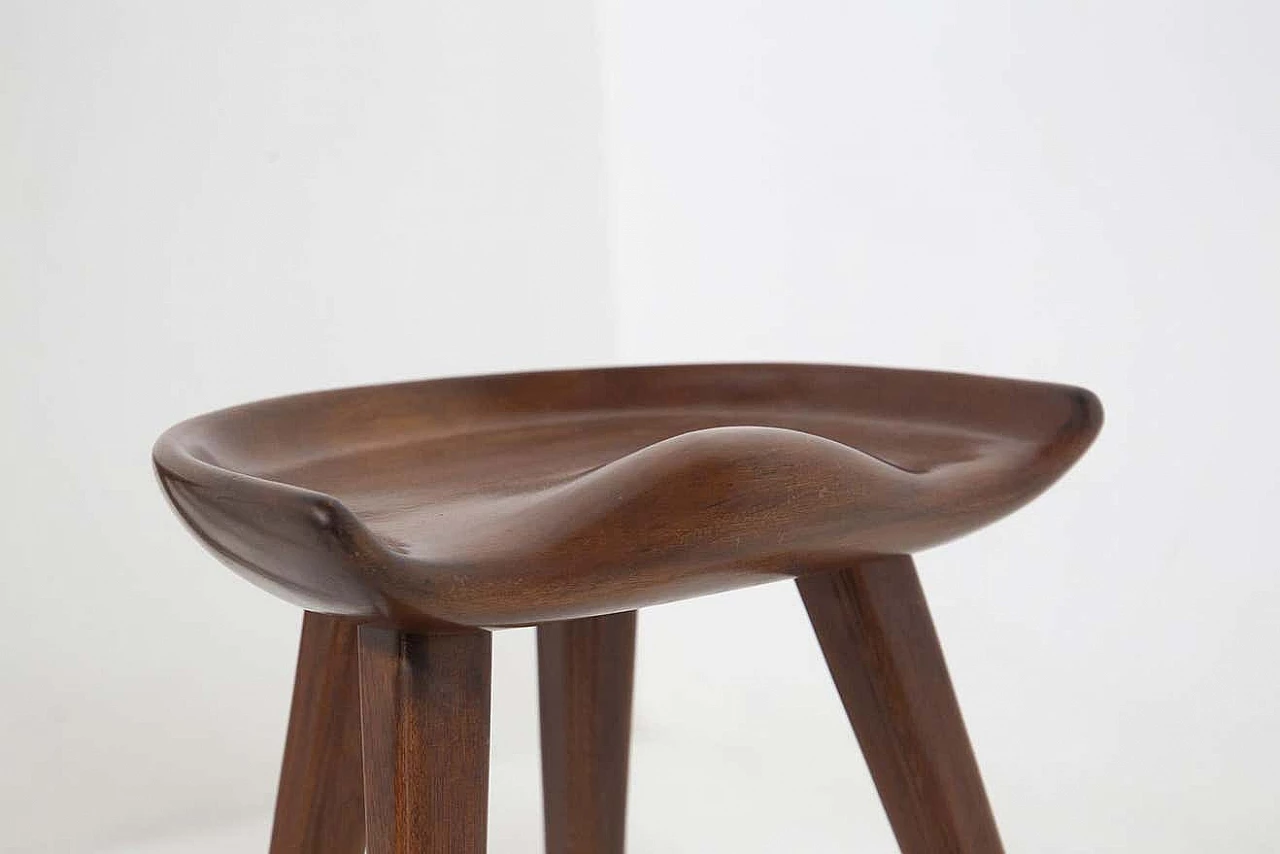 Pair of carved mahogany stools by Mogens Lassen, 1970s 7