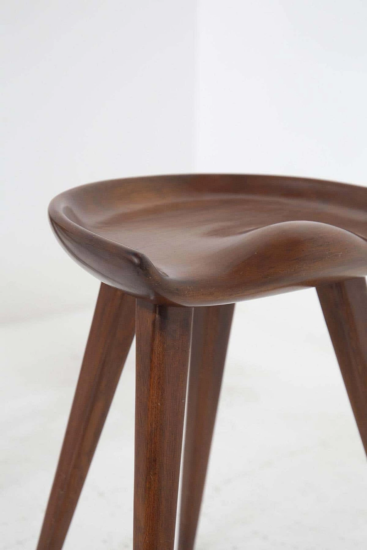Pair of carved mahogany stools by Mogens Lassen, 1970s 9