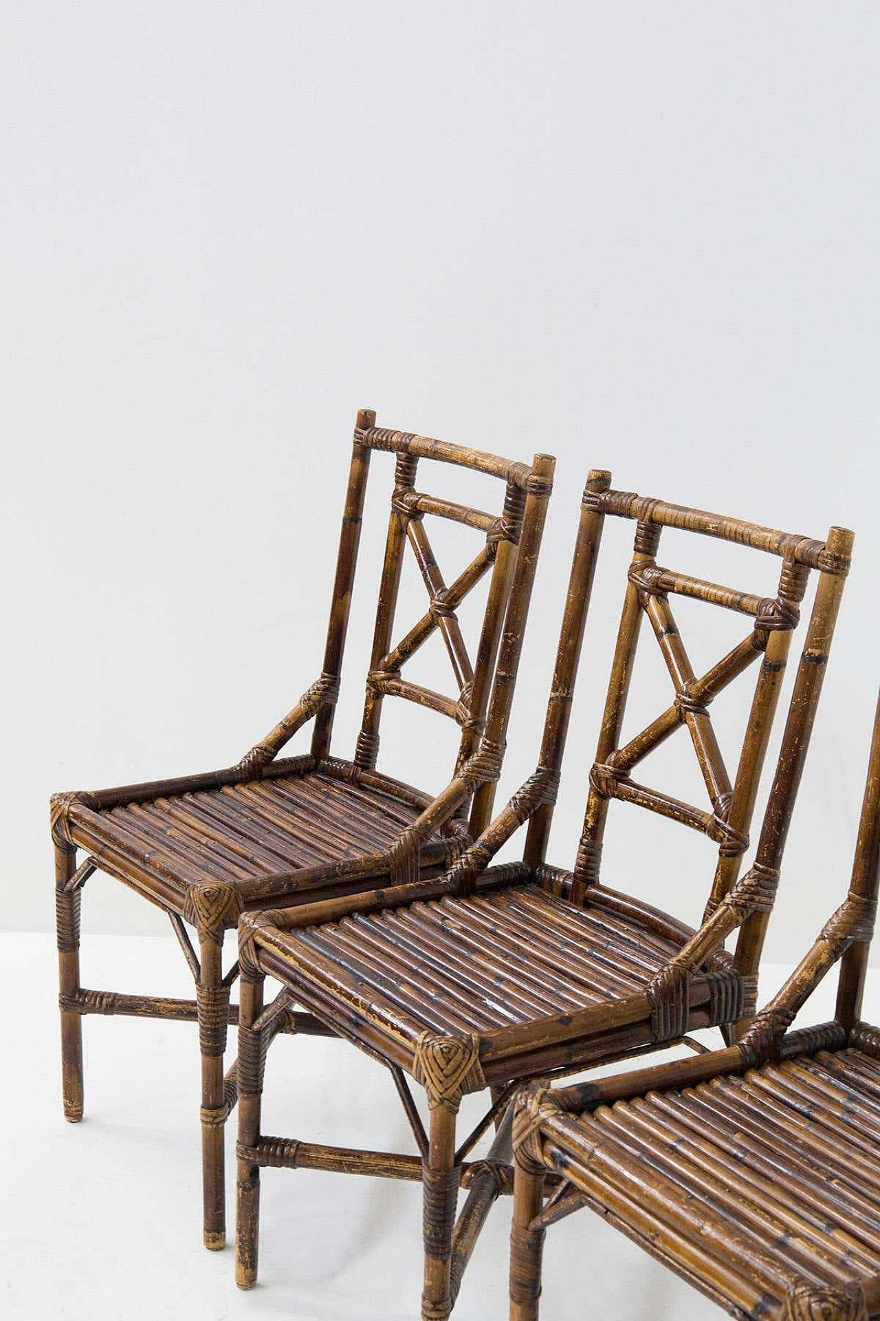 6 Varnished bamboo cane chairs by Vivai del Sud, 1970s 3