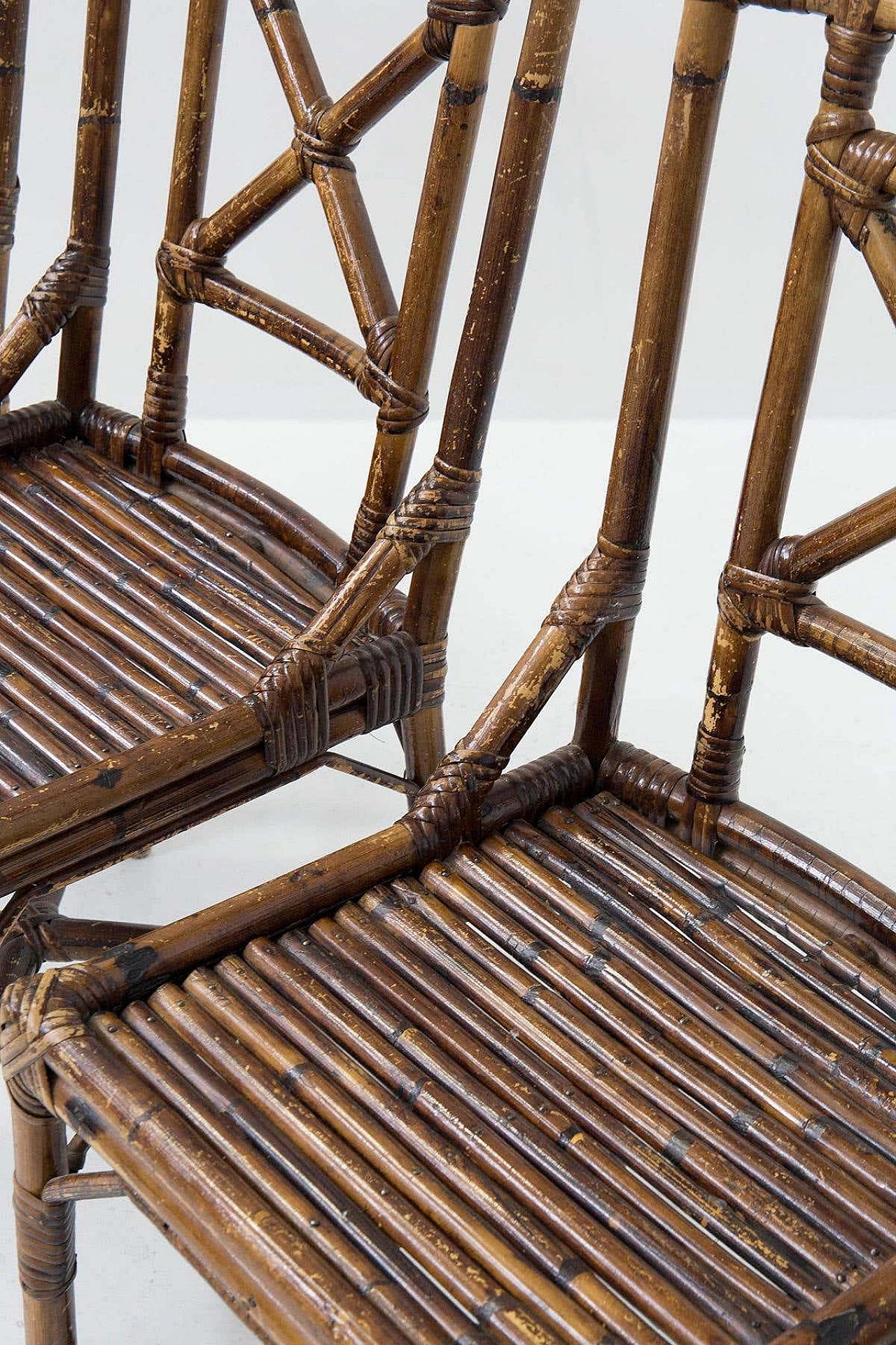 6 Varnished bamboo cane chairs by Vivai del Sud, 1970s 4