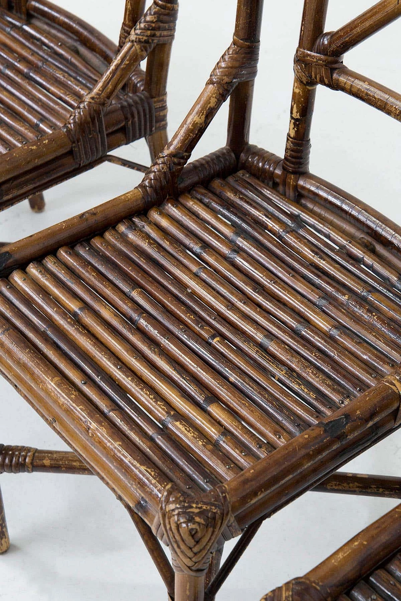 6 Varnished bamboo cane chairs by Vivai del Sud, 1970s 5