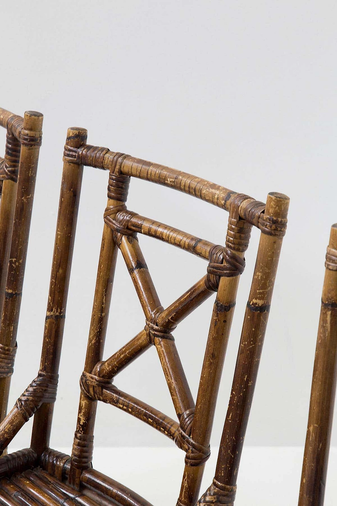 6 Sedie in canna di bambù verniciata di Vivai del Sud, anni '70 7