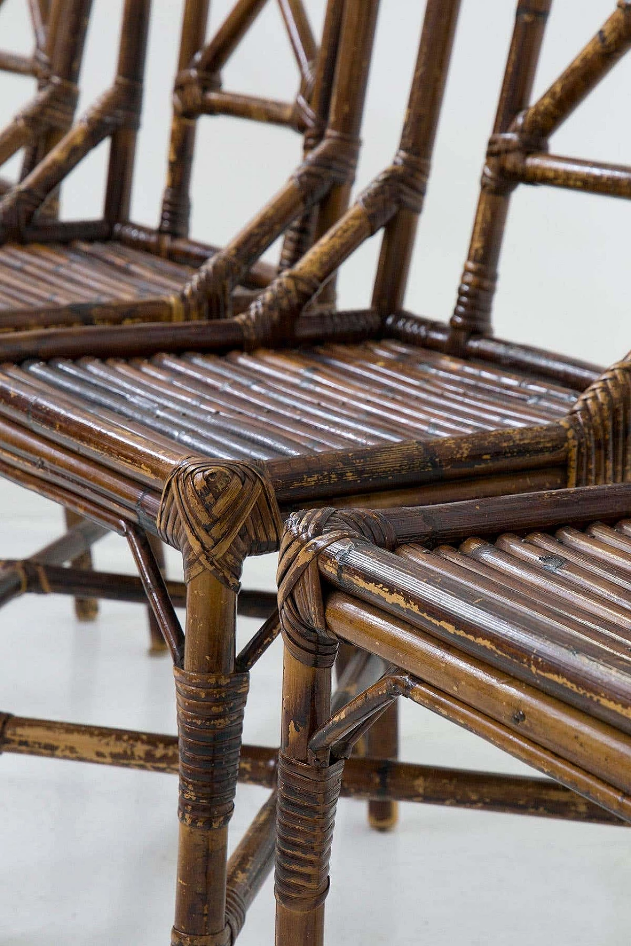 6 Varnished bamboo cane chairs by Vivai del Sud, 1970s 11