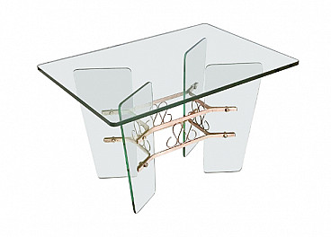 Glass and brass coffee table attributed to Pietro Chiesa for Fontana Arte, 1950s