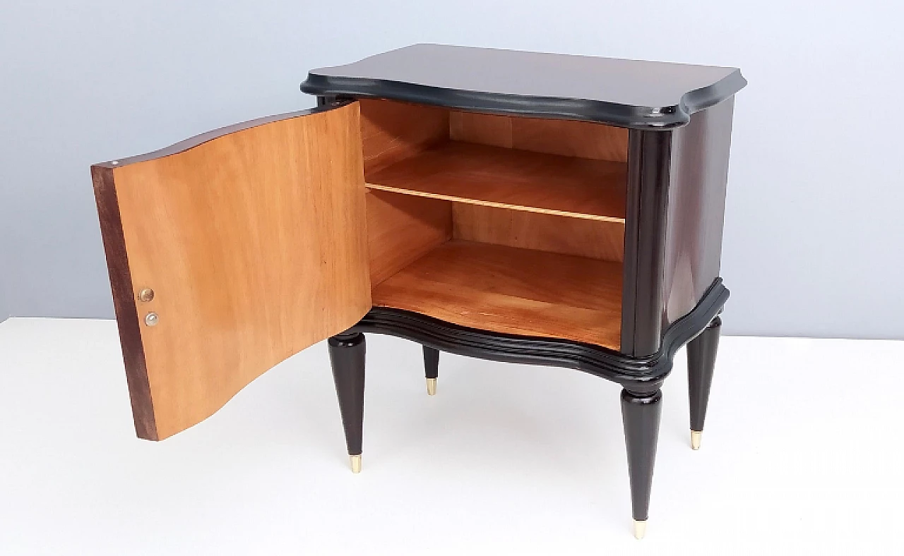 Pair of walnut bedside tables in the style of Tomaso Buzzi, 1950s 7