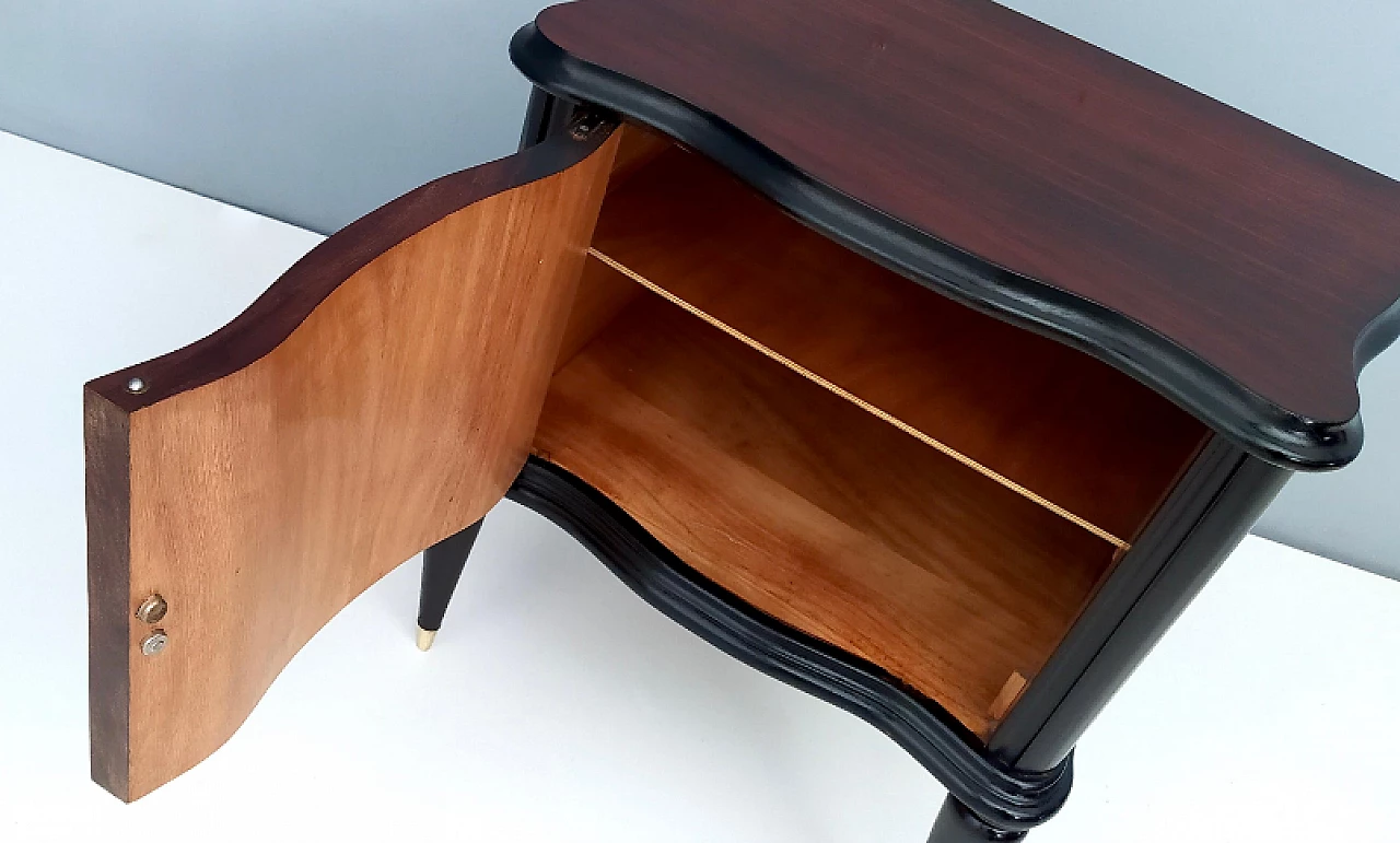 Pair of walnut bedside tables in the style of Tomaso Buzzi, 1950s 8