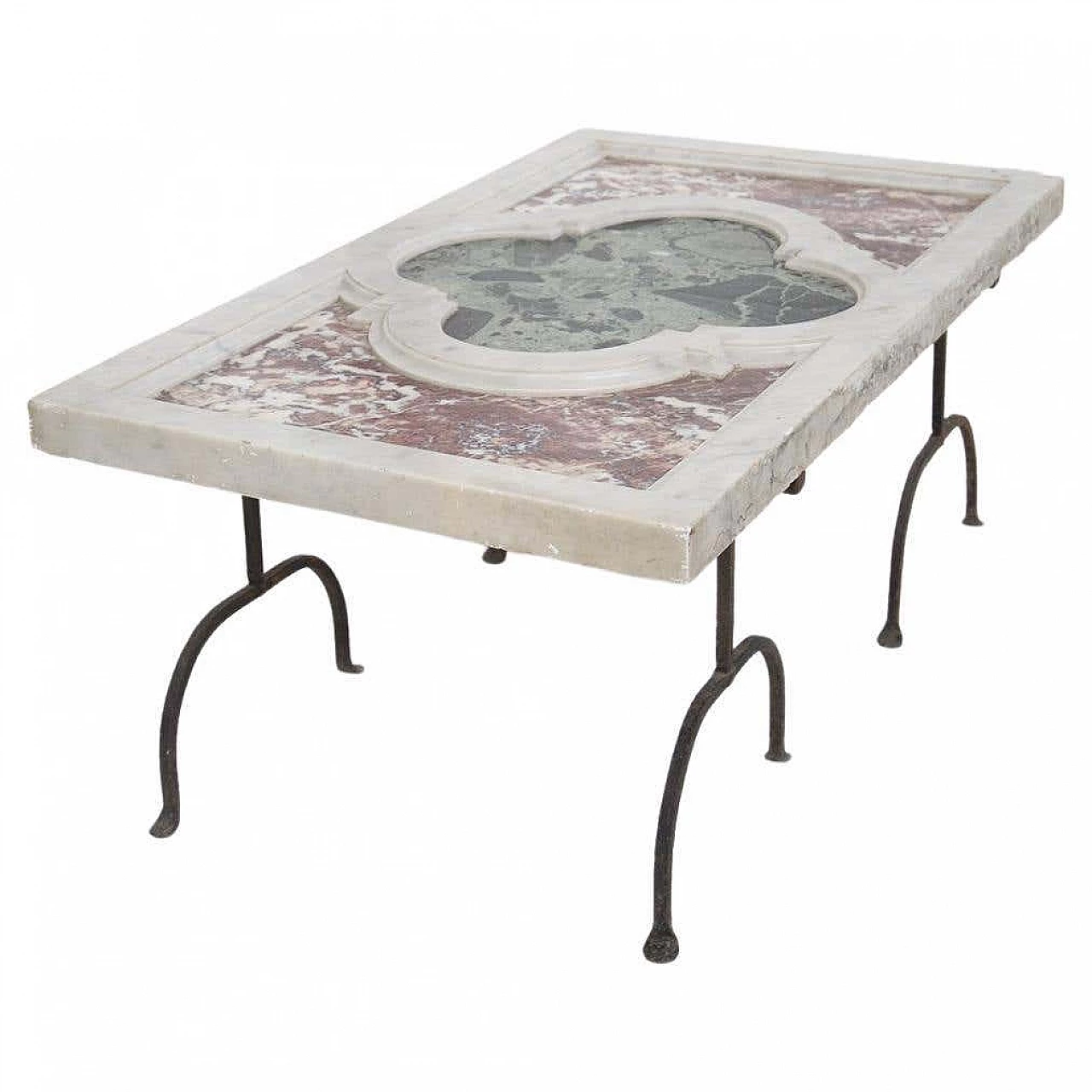 Table with iron base and top in various marbles, 17th century 9