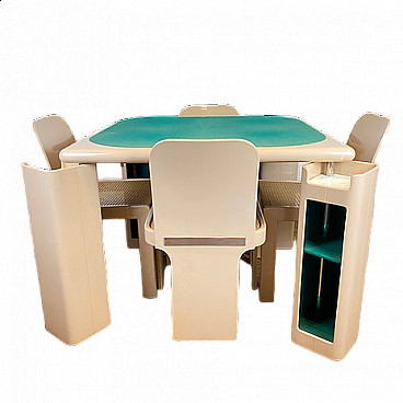 4 Chairs and game table by Pierluigi Molinari for Pozzi, 1970s