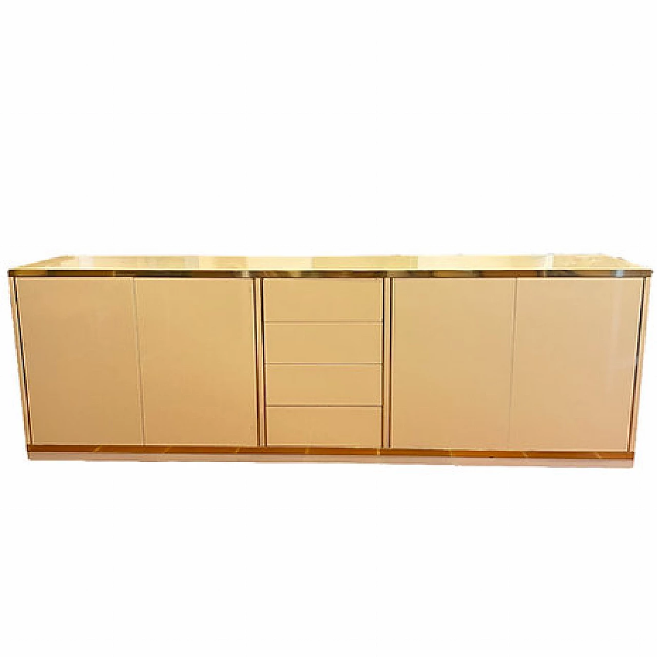 Beige lacquered wood sideboard with gilded borders, 1980s 1