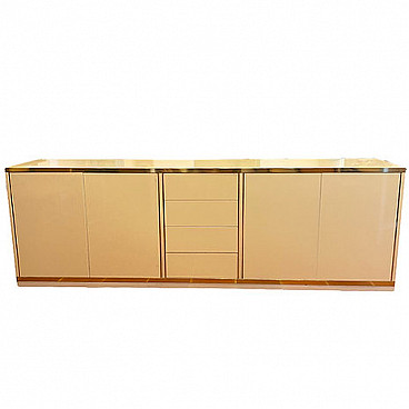 Beige lacquered wood sideboard with gilded borders, 1980s