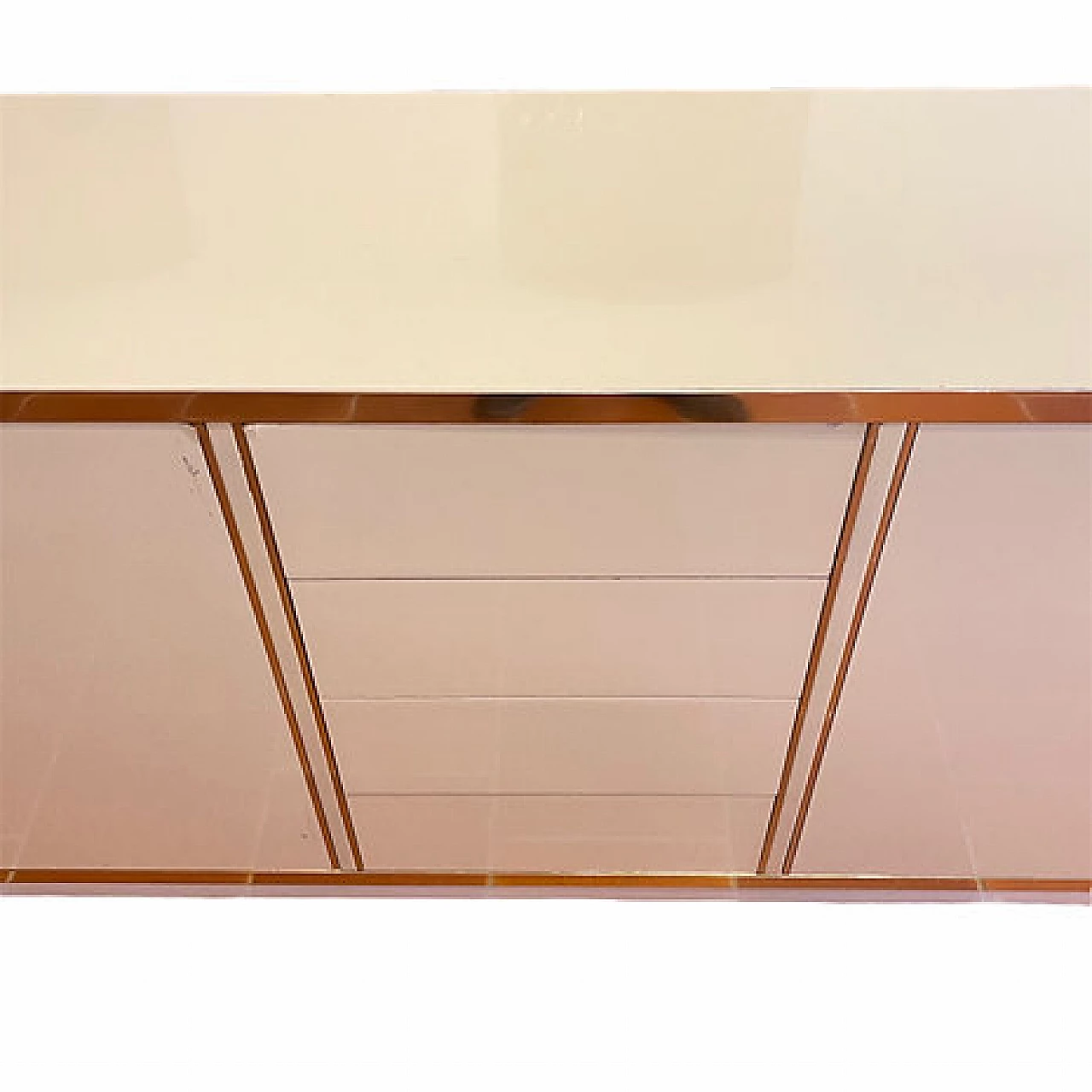 Beige lacquered wood sideboard with gilded borders, 1980s 4