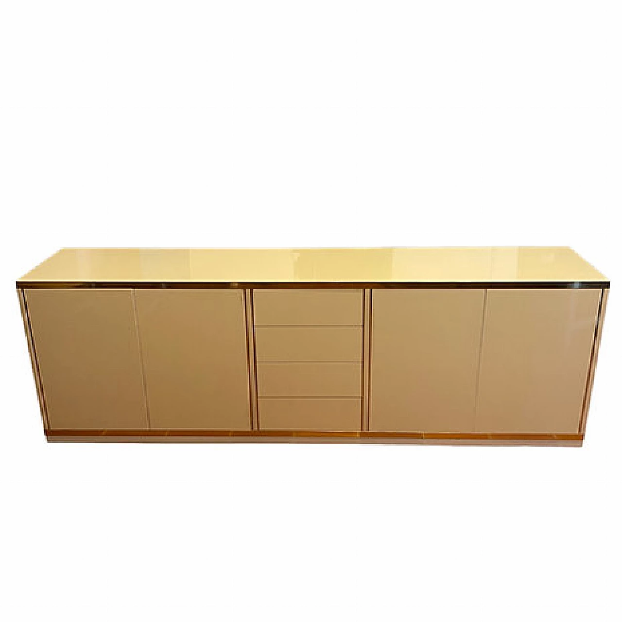 Beige lacquered wood sideboard with gilded borders, 1980s 5
